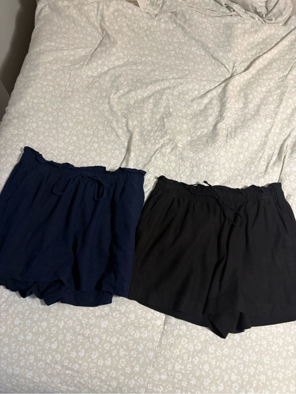 LOFT High-Waist Pull-On Shorts in Navy and Black